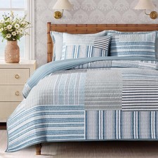 King Quilt Set-3 Pieces Soft Bedding Lightweight Floral Patchwork Coverlet  ...