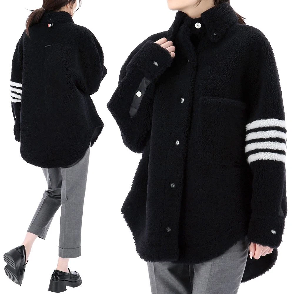 Giacca camicia oversize Thom Browne tinta shearling 80566375