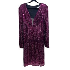 IEENA Mac Duggal Dress Womens Sz 14 Sequined Structured Bishop Sleeve NWT