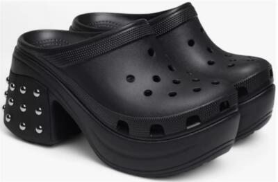 Crocs Chunky Black SIREN Silver Studs Platform Block Heels  display picture 2