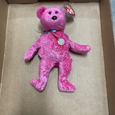 TY Beanie Baby - DECADE the Bear (Hot Pink Version) (BBOM July 2003) (8.5 inch)