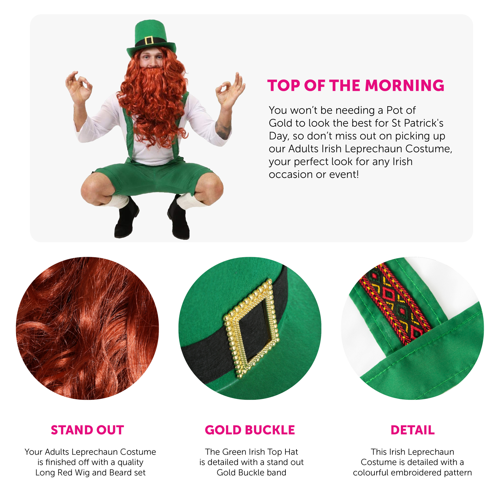 IRISH LEPRECHAUN COSTUME ST PATRICKS DAY NOVELTY ADULTS FANCY DRESS