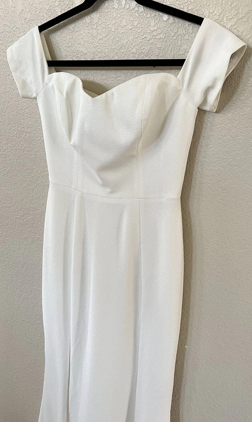 OFF WHITE ABITO NUOVO THE POPULATION Logan Off the Shoulder abito da sera bianco sporco taglia L