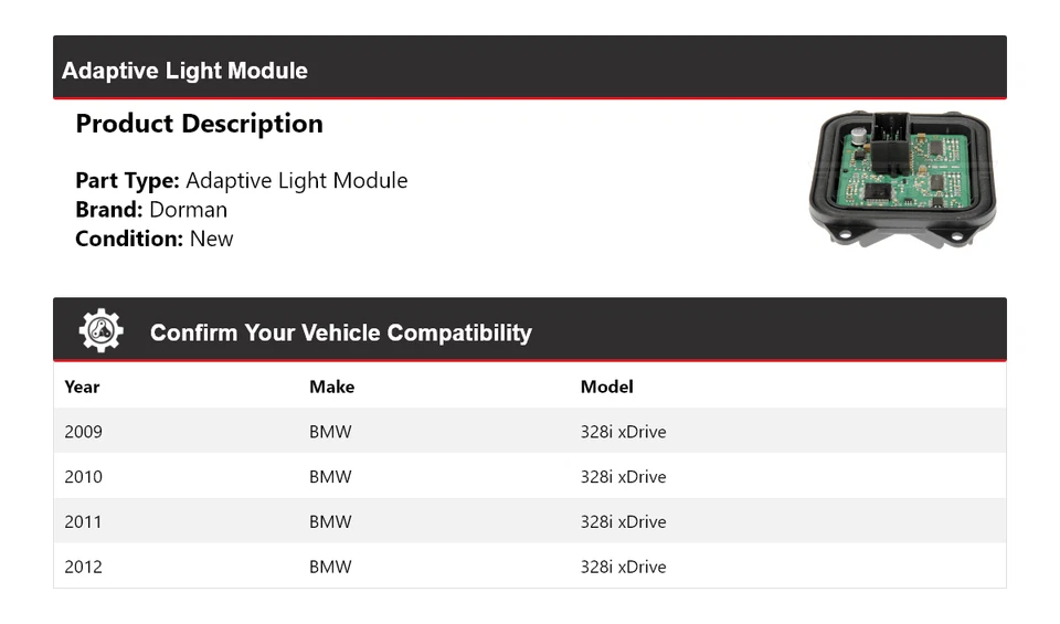 For 2009-2012 BMW 328i xDrive Dorman Adaptive Light Module 2010 2011 - Image 2 of 4
