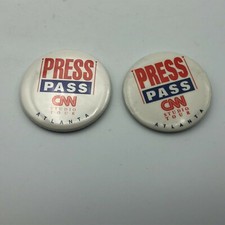 CNN Press Pass Pinback Studio Tour Atlanta Button Badge Pin Vintage Lot of 2