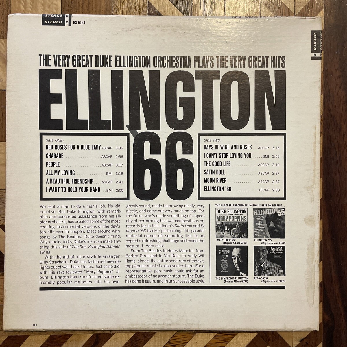 Duke Ellington '66 Vinyl Record Reprise Jazz Swing s15741 | eBay