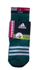 Adidas, Forest Green W/White Logo OTC, Baseball Socks, 2Pk. Size: 13C-4Y