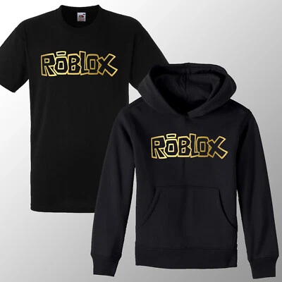 Kids Roblox Boys Girls Gaming Gamer Hoodie T Shirt Hoody Gift Winter Gold Print