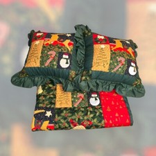Christmas Throw Patchwork Quilt With Matching Pillows