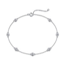 Classic 925 Sterling Silver 3mm D Color Moissanite Chain Bracelet for Women Lady