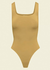 Aritzia Babaton Contour Mustard Yellow Sleeveless Square Neck Bodysuit Sz XL