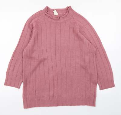  Freizeitpullover Damen rosa runder Ausschnitt Acryl Pullover Größe 10