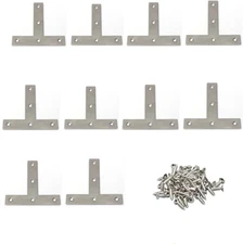 T Brackets, 10PCS Stainless Steel T Brackets, Flat T Shape Repair Mending Plate,