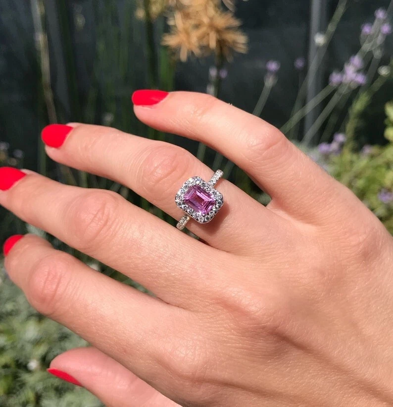 Pink Sapphire and Diamond Ring