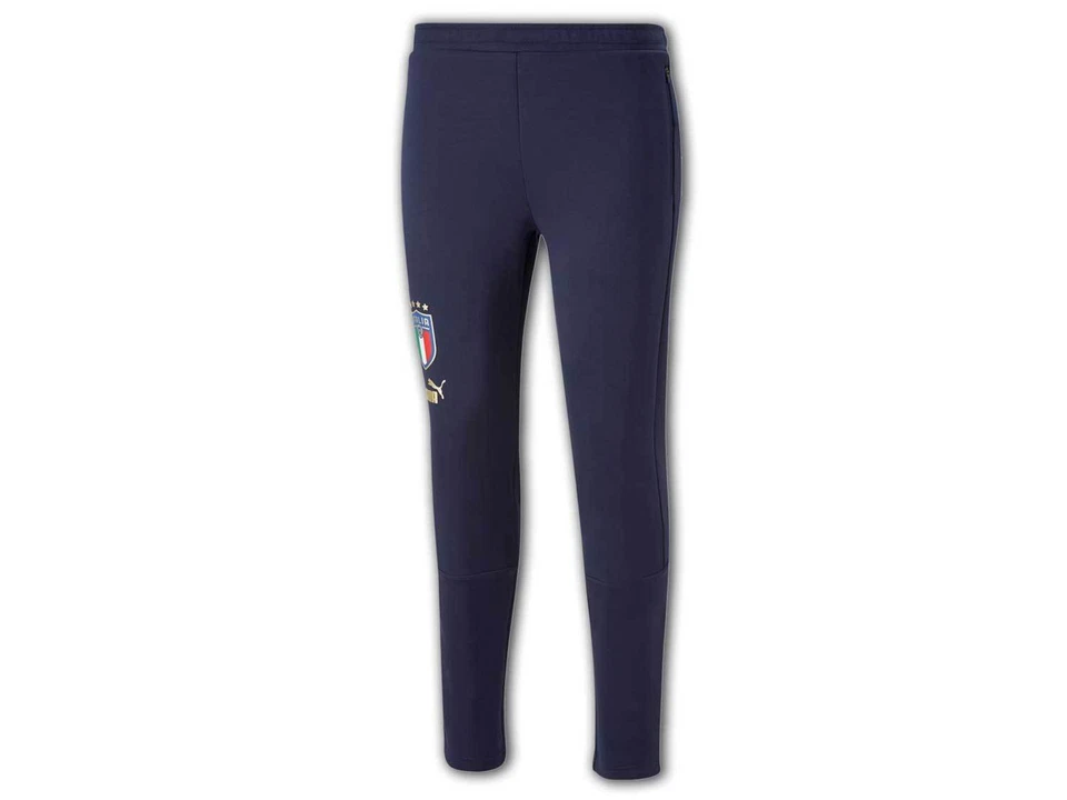 Puma Figc Italia Pantaloni Sportivi Blu Casuals Azzurri Lunghi Gr.S-3XL - Immagine 2 di 4