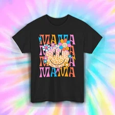 Groovy Mama Shirt Retro Smiley Face Hippie Graphic Cute Mom Gift Tee S-5XL