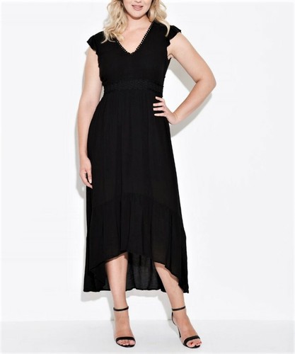 Hem Cap Sleeves Maxi Dress Size 