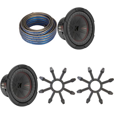 Kicker (2) 48CWR82 CompR 8'' Subwoofer, DVC, 2-ohm - Includes Speaker Wire & G...