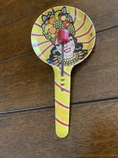 Vintage T Conn Halloween Metal Tin Litho Pan Clapper Noisemaker WOMAN W/FRUIT