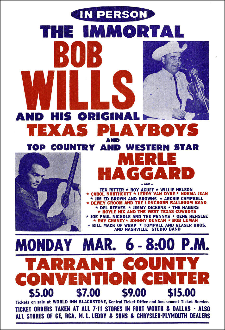 BOB WILLS MERLE HAGGARD WILLIE NELSON 1972 Fort Worth Texas Concert ...