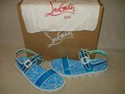 100% AUTHENTIC NEW WOMEN LOUBOUTIN DUNISS COOL FLAT BLUE SANDALS/HEELS US 9.5 — photo 2