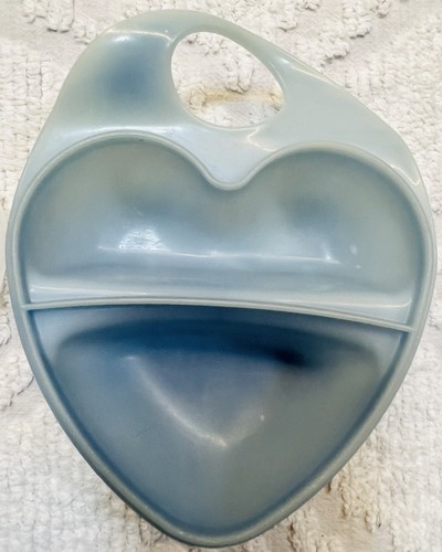 Vtg 1996 MUNCHKIN Infant Blue Heart Ergo Bowl & Spoon Turns White Too Hot - Picture 6 of 9