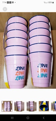 12 LOVE Cups Purple Blue 17 Oz Party Picnic Drink BPA FREE Novogratz Insulated