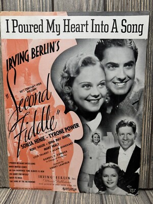 Vtg I Poured My Heart into A Song Irving Berlin Second Fiddle 1939 Sheet Music 