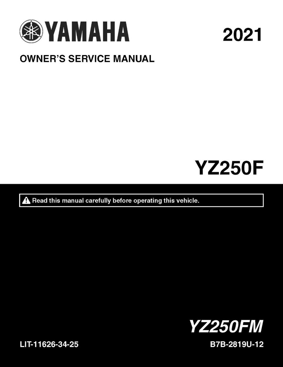 Yamaha owners service manual 2021 YZ250F, YZ250FM | eBay