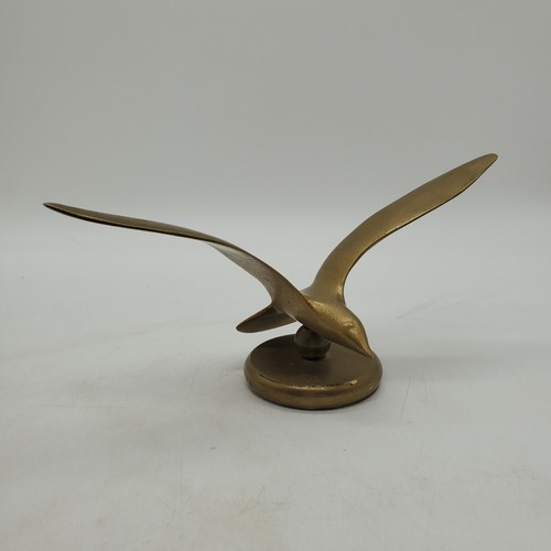 Vintage Brass Seagull Bird Figurine Mid Century Modern Paperweight