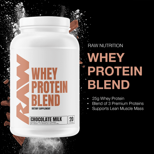 RAW Nutrition Whey Protein Powder Chocolate Milk 20 Servings 3g of