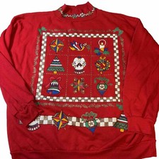 Vintage Christmas Sweatshirt Womens Large Graphic Nutcracker Red 80s 90s