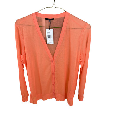 Lafayette 148 Cardigan Size XL Lightweight Sweater Coral Reef NEW #MRP $398