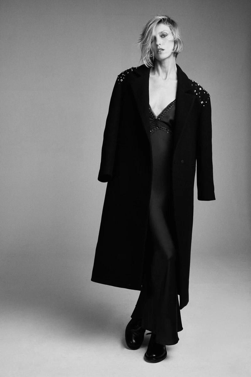 ZARA STUDDED WOOL BLEND COAT LIMITED EDITION eBay