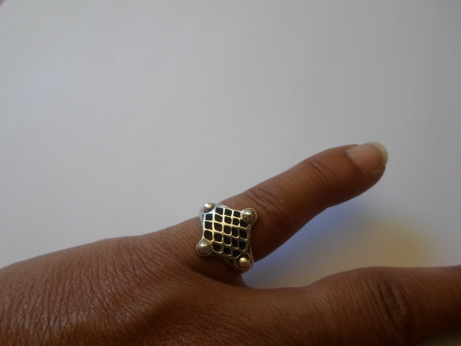 solid silver ring, openwork grid, size 51 - image 2