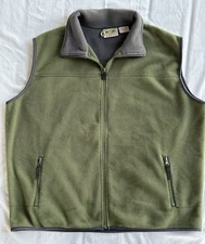 10,000 Ft Above Sea Level Fleece Men's XLarge Olive Green Vest Full Zip RN 87706