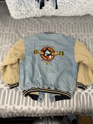 ジャケット・アウター vintage Disney MickeyMouse USAjacket90's Super Eyeball 90S Disney Mickey Mouse Denim Varsity Jacket No