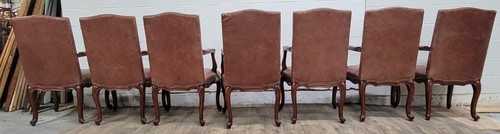 Hickory Chair Co Carved Wood and Leather Louis XV Style Bergere Armchairs - Picture 7 of 9