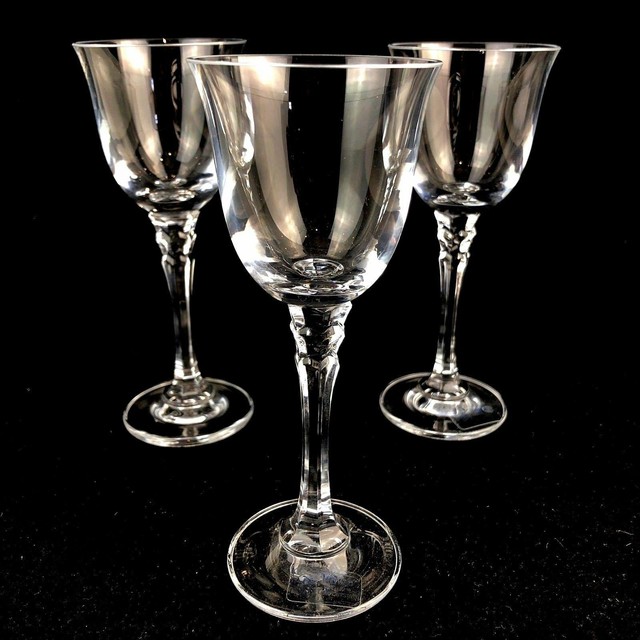 3 Towle TUDOR 23102 Lead Crystal Wine Cordial Glasses Multi Sided Stem