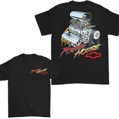 Power House Chevy Blown Big Block 2 side Shirt, Menswear Top Car