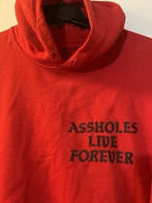 Assholes*s Live Forever Hoodie Pullover Mens Size XL Red Limited Edition Rare
