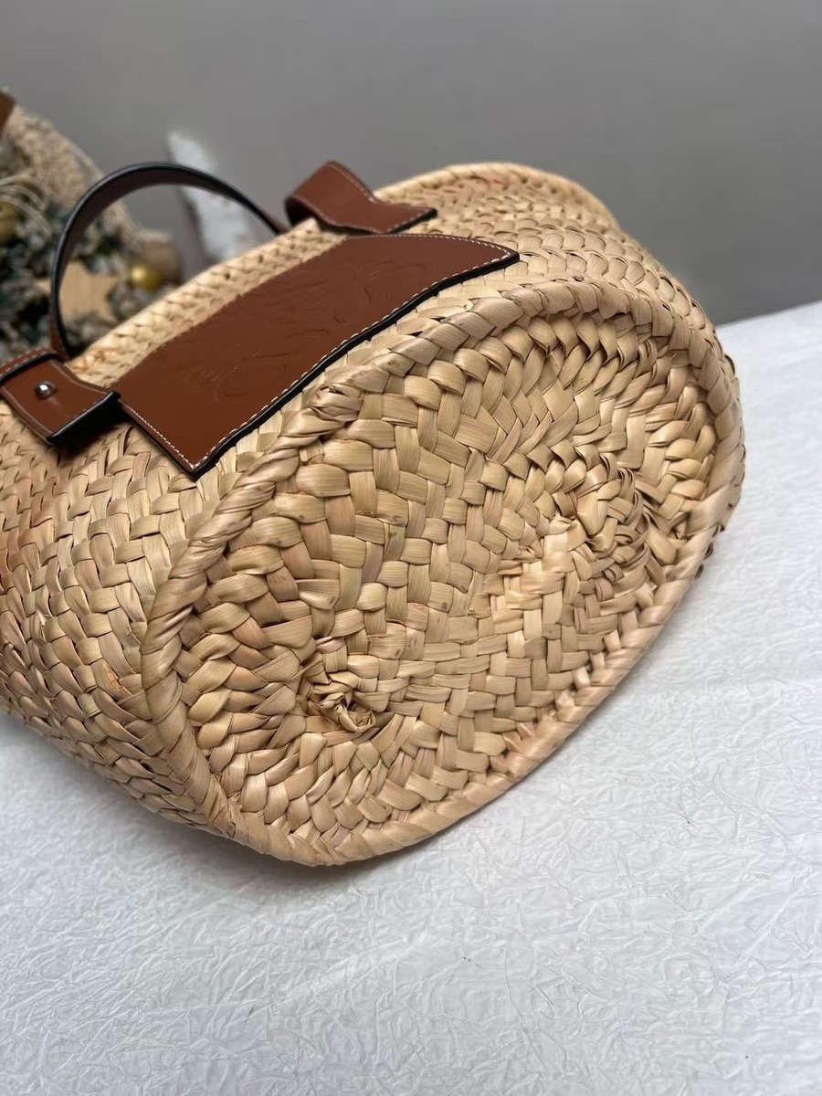 Loewe Small Raffia Buckle Basket Handbag Brown Beige casual and
