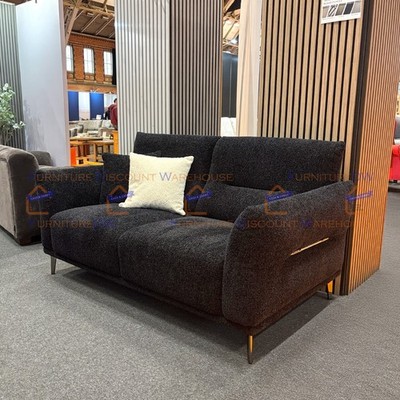 ALUXO® Albany Modern Seater Sofa Black Lux Fabric Boucle Soft