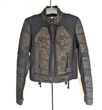 Blanc Noir Camo Mesh Moto Jacket Women's Size M Olive Camo Power Mesh insets