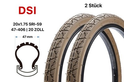 2 Stück 20 Zoll Fahrrad Reifen 20x1.75 City Bike Kinderrad 47-406 tire brown