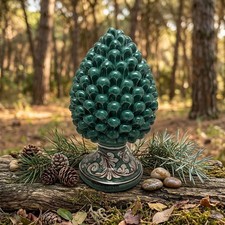 Zapfen Keramisch Sizilien von Caltagirone Farbe Gr&uuml;n Dekoriert Handbemalt 25 CM
