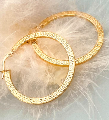 31,5 mm Creolen 750 Gelbgold 18 KT Gold *rund* mit *MÄANDER MUSTER*👍 elegant - Bild 1 von 4