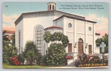 Vintage First Baptist Church West Palm Beach Florida Postcard Tichnor Bros