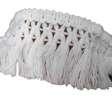 Cotton Tassel Fringe White 1-1/2 Inch Wide Pack of 10 Yards for Sewing