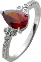 Damenring Silber 925 Orange Rot Weisse Zirkonia